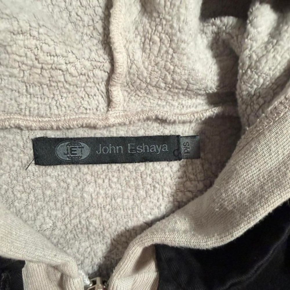 John Eshaya Vintage Y2K Black Denim Hooded Moto Jacket Skater Twilight Small - Picture 4 of 7